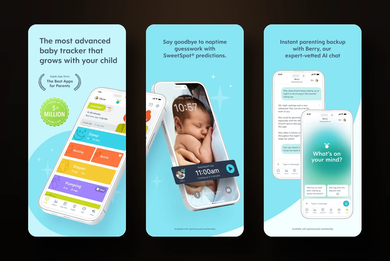Huckleberry app screens
